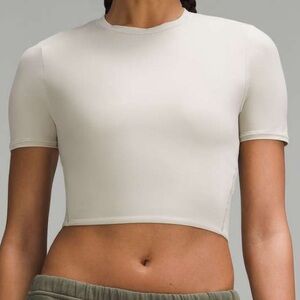 Lululemon Wundermost Ultra-Soft Nulu Crewneck Cropped T-Shirt - Mojave Tan Top